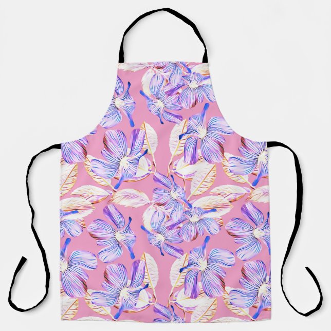 Tablier Fleurs violettes : Aquarelle Élégance Florale. (Recto)