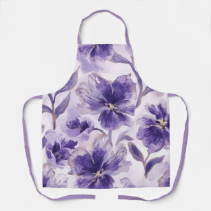 Tablier Fleurs violettes aquarelle fleurs violettes peinte