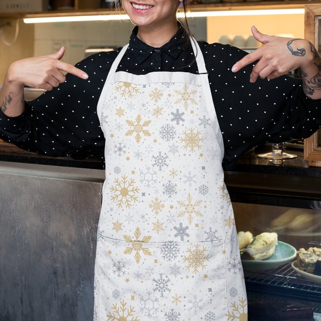 Tablier Flocon De Neige Et Cercle Motif Sans Voile (Snowflake And Circle Seamless Pattern Apron)