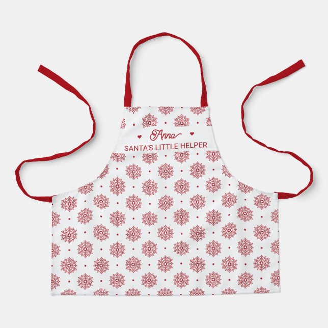 Tablier Flocon de neige Motif Rouge et blanc Noël mou (Recto)