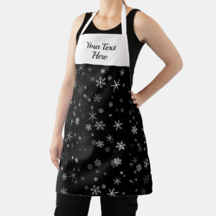 Tablier Flocon de neige noir et blanc Noël Motif