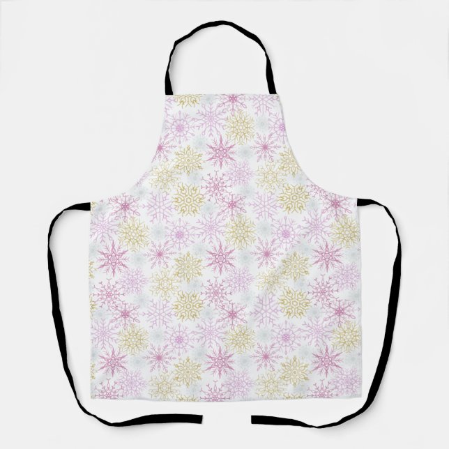 Tablier Flocon de neige rose étincelant (Recto)