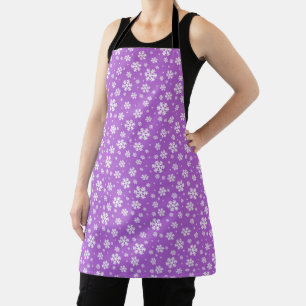 Tablier Flocons blancs sur motif violet d'hiver