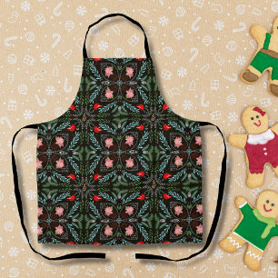 Tablier Flocons de neige hivernaux, Poinsettias, Cardinaux