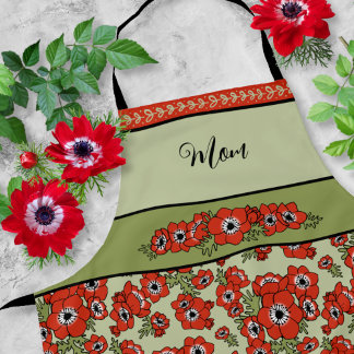 Tablier floral à anémone rouge