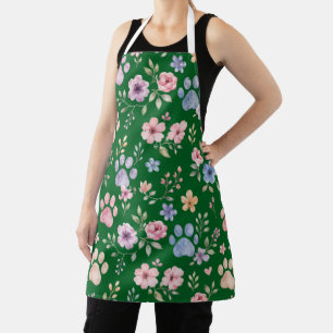 Tablier floral à empreinte de patte aquarelle – Ca