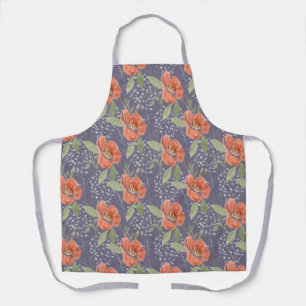 Tablier Floral aquarelle sur Arrière - plan de prune