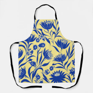 Tablier Floral Bleu De Cornflower Moderne Sur Jaune