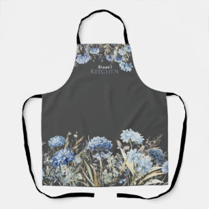 Tablier Floral Bleu Fleurs sauvages Personnalisé