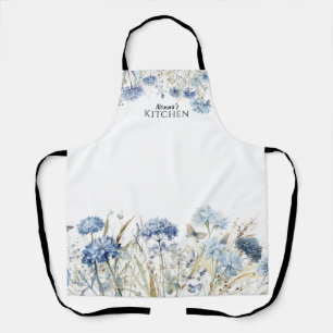 Tablier Floral Bleu Fleurs sauvages Personnalisé