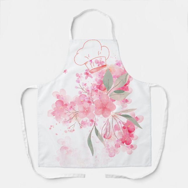 Tablier Floral Chef Apron avec Casquette (Recto)