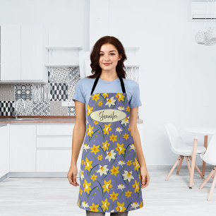 Tablier Floral Daffodique Motif à fleurs avec nom personna