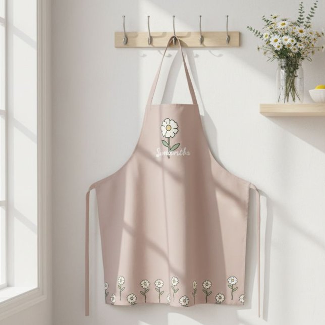 Tablier Floral Daisy Apron - Solid Color Botanical Kitchen (Créateur téléchargé)