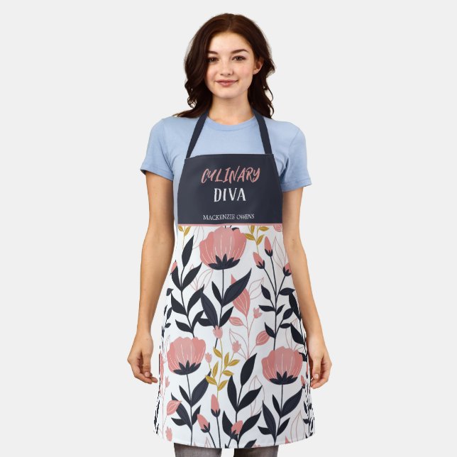 Tablier floral d'été personnalisé (Porté)