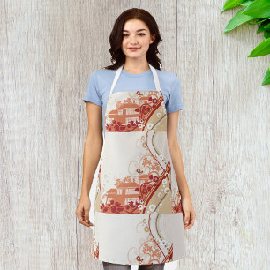 Tablier Floral House Illustration Swirl et Motif de la nat