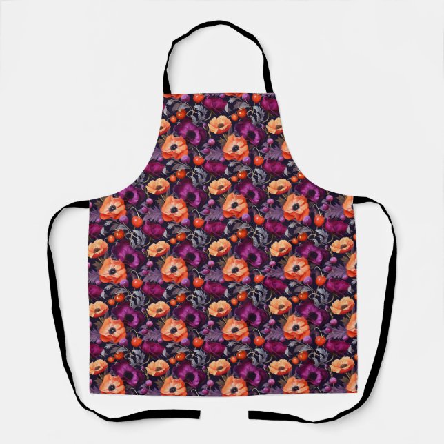 Tablier Floral Incomparable Avec Fleurs Rouges, Oranges, V (Recto)