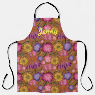 Tablier Floral Jaune fleur sauvage personnalisé