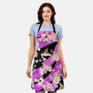 Tablier Floral Kimono Motif Violet rose