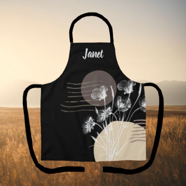 Tablier floral minimaliste noir souple (Créateur téléchargé)