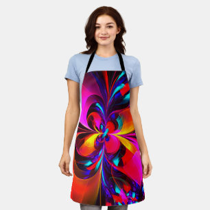 Tablier Floral moderne Art Abstrait Rouge Bleu Motif #07