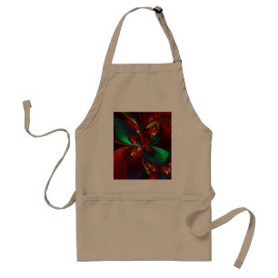 Tablier Floral moderne Art Abstrait Rouge Vert Motif #11