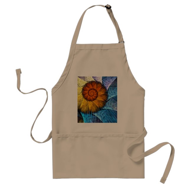 Tablier Floral Orange Bleu Jaune Art Abstrait (Devant)