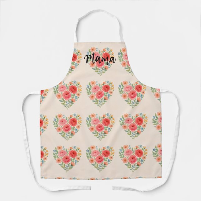 Tablier floral pour maman (personnalisable) (Recto)