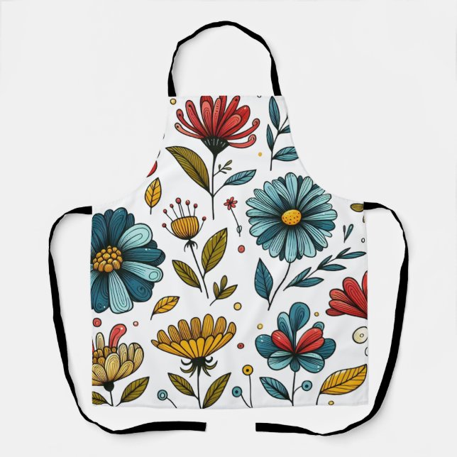 Tablier Floral  Retro Folk Art Apron (Recto)