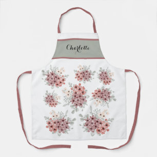 Tablier floral rose et blanc en été