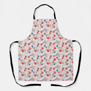 Tablier Floral sans couture avec fleurs rouges, bleues et 