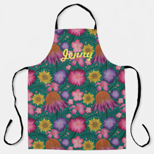 Tablier Floral Turquoise fleur sauvage personnalis