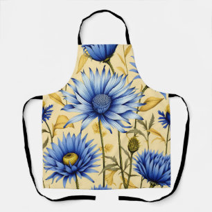 Tablier Floral vintage de Cornflower bleu et jaune