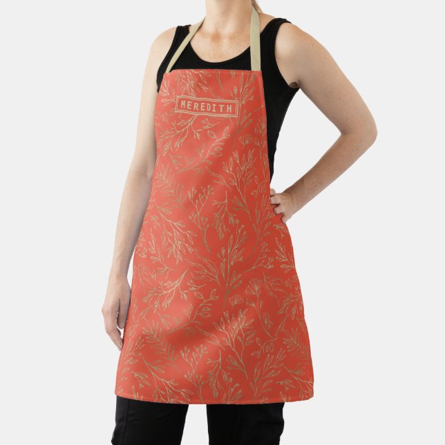Tablier Flore Abstraite Orange Gold personnalisée (Insitu)