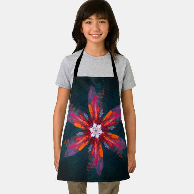 Tablier Flore Mandala Flowers Orange Red Blue Abstract (Insitu)