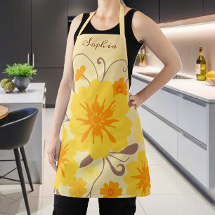 Tablier Flore rétro Sunshine Motif-Fleurs Jaunes