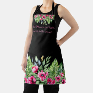 Tablier Flore tropicale mignonne avec citation sarcastique