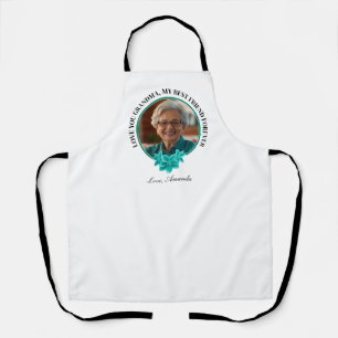 Tablier Flore Turquoise cadre grand-enfant à grand-mère Ph