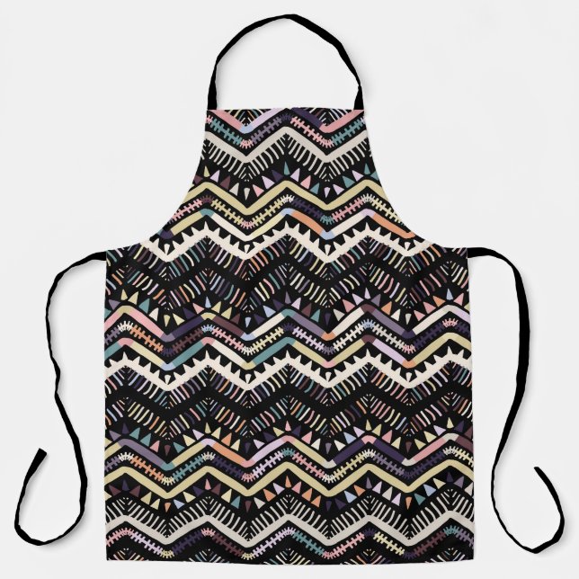 Tablier folklore géométrique d'Ikat, motif aztèque tribal. (Recto)