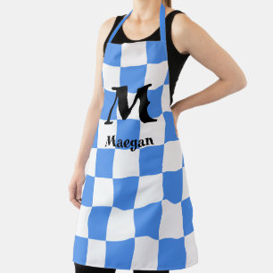 Tablier Fond à motif carreaux bleus