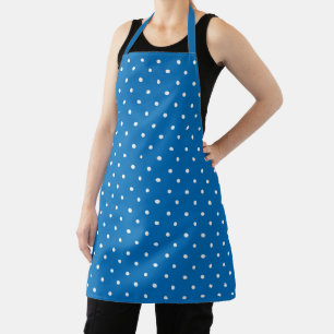Tablier Fond bleu uni à motif de pois