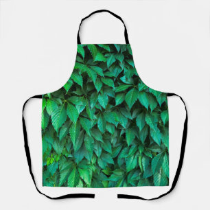 Tablier fond de haie verte parthenocissus motif texte
