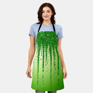 Tablier Fond goutte à goutte de paillettes vertes avec sci