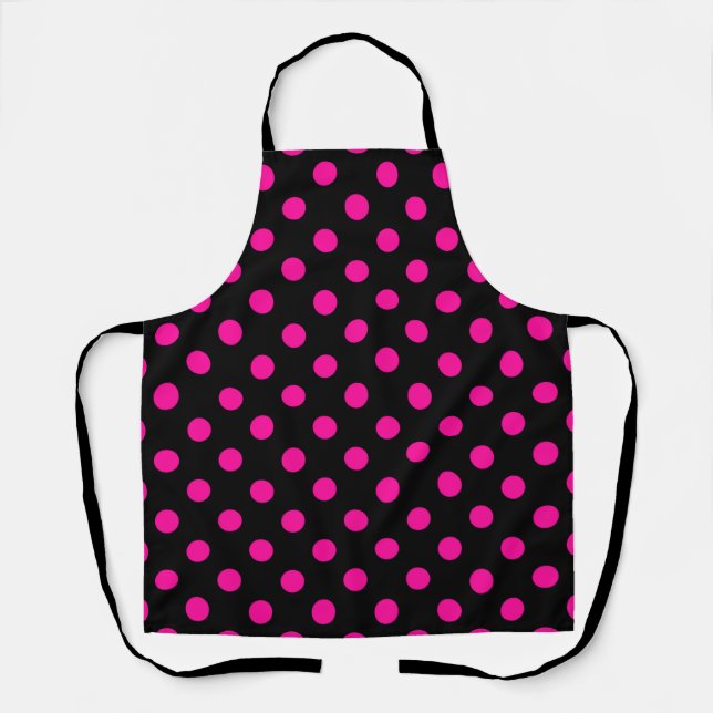 Tablier Fond noir pois roses (Recto)