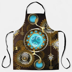 Tablier Fond rouillé Steampunk avec verres turquoise