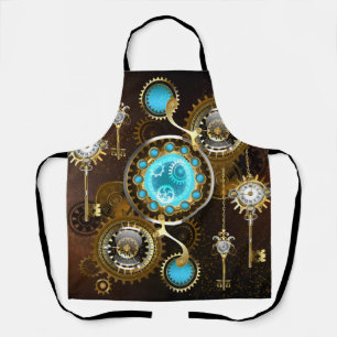Tablier Fond rouillé Steampunk avec verres turquoise