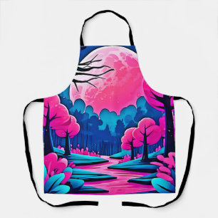 Tablier Forêt artistique rose au clair de lune