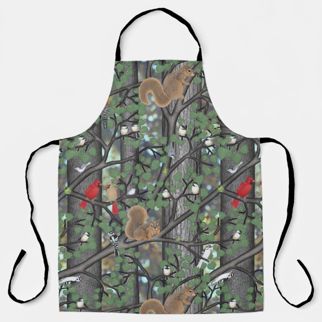 Tablier forêt avec oiseaux et écureuils (Recto)