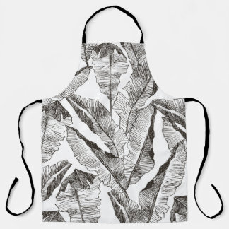 Tablier Forêt blanche noire : Motif Plante tropical
