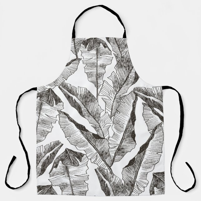 Tablier Forêt blanche noire : Motif Plante tropical (Recto)