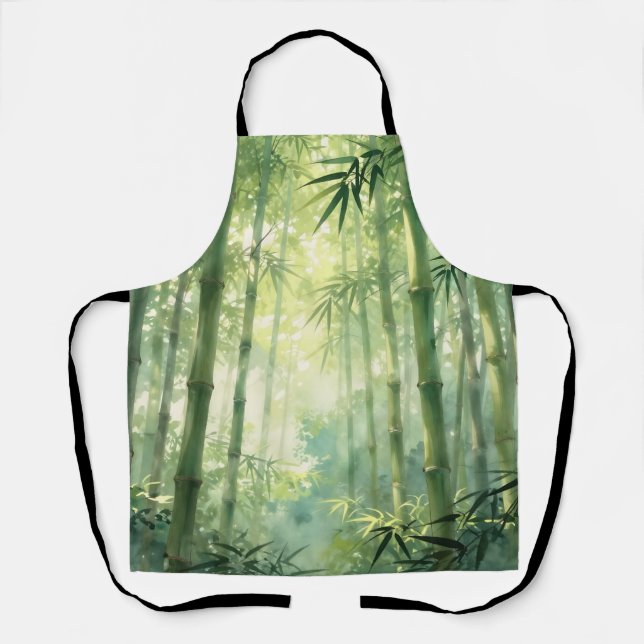 Tablier Forêt de bambou sereine lueur de brume (Recto)